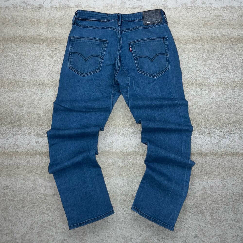 Levis Jeans 511 32x32 Slim Fit Slate Blue Wash Denim Red Tab Reflective Selvedge
